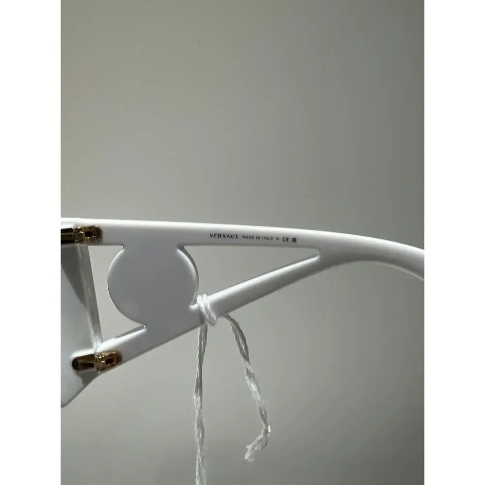 Versace Unisex Shield Sunglasses in Black with White Accents